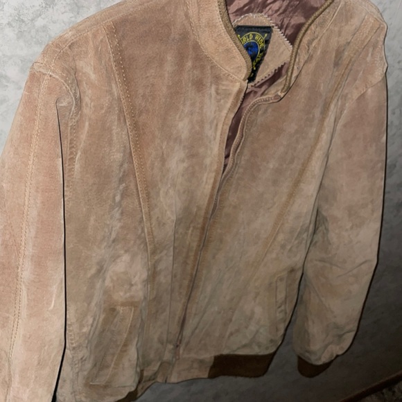 Vintage 70’s WWS Tan Suede Leather Bomber Jacket Pig Split Leather - Picture 6 of 16